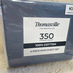 Thomasville 350 Thread Count 6-piece Sheet Set, King, Demin Blue,  NWT